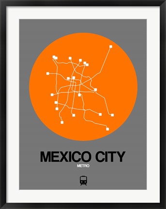 Framed Mexico City Orange Subway Map Print