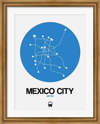 Framed Mexico City Blue Subway Map Print