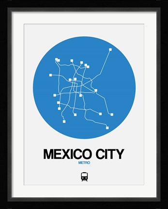 Framed Mexico City Blue Subway Map Print