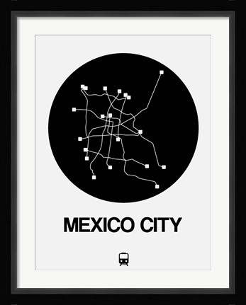 Framed Mexico City Black Subway Map Print