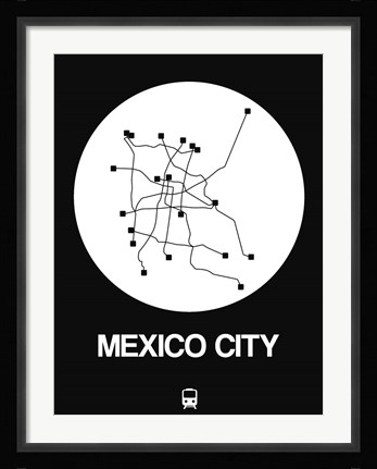 Framed Mexico City White Subway Map Print