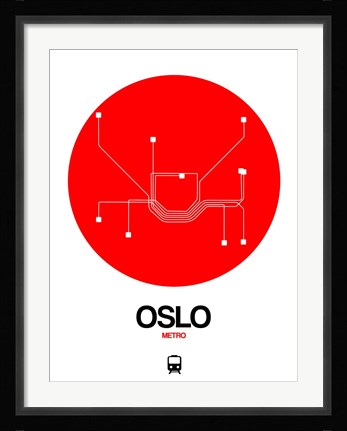 Framed Oslo Red Subway Map Print