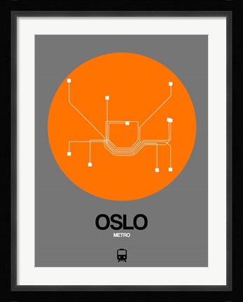 Framed Oslo Orange Subway Map Print