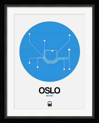 Framed Oslo Blue Subway Map Print