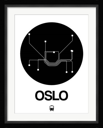 Framed Oslo Black Subway Map Print