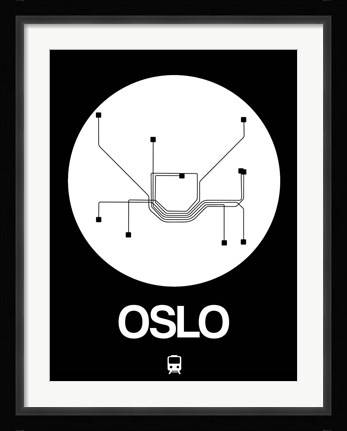 Framed Oslo White Subway Map Print