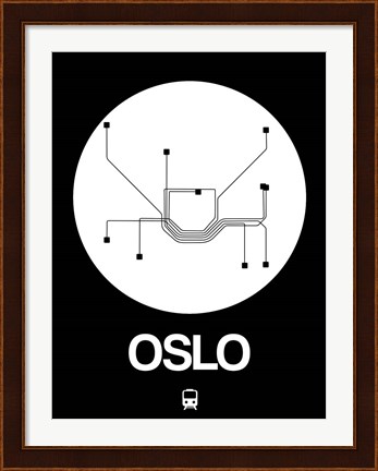 Framed Oslo White Subway Map Print