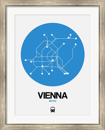 Framed Vienna Blue Subway Map Print