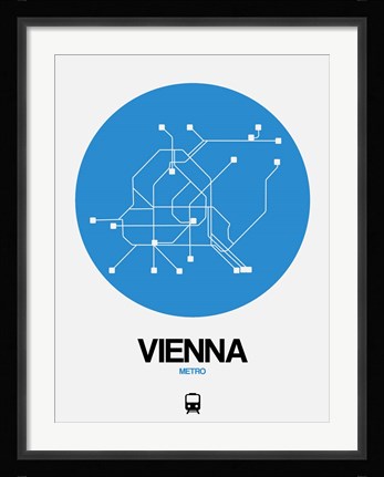 Framed Vienna Blue Subway Map Print
