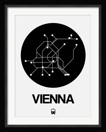 Framed Vienna Black Subway Map Print