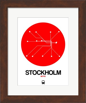 Framed Stockholm Red Subway Map Print