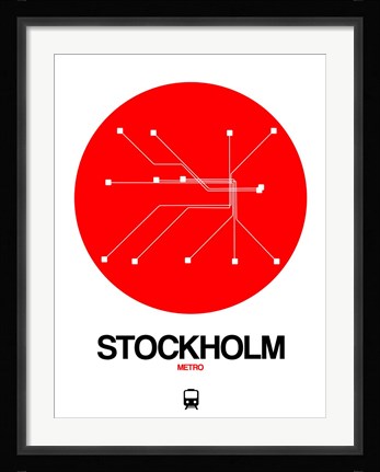 Framed Stockholm Red Subway Map Print