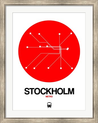 Framed Stockholm Red Subway Map Print