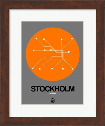 Framed Stockholm Orange Subway Map Print