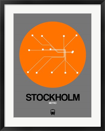 Framed Stockholm Orange Subway Map Print