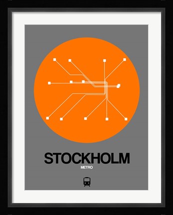 Framed Stockholm Orange Subway Map Print