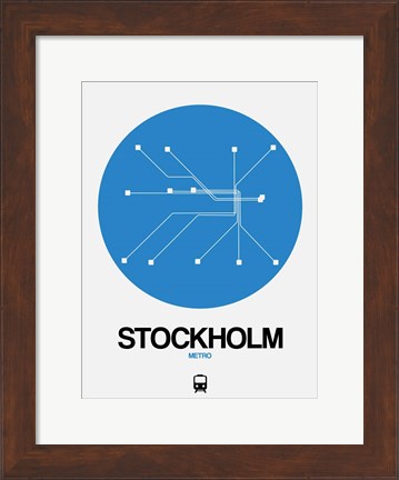 Framed Stockholm Blue Subway Map Print