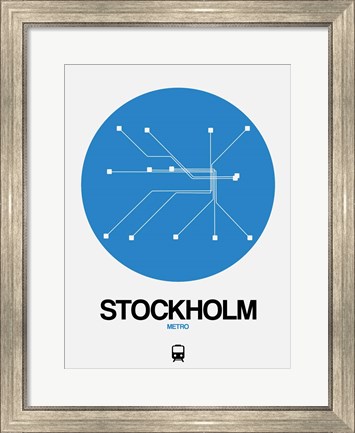 Framed Stockholm Blue Subway Map Print