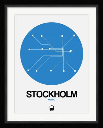 Framed Stockholm Blue Subway Map Print