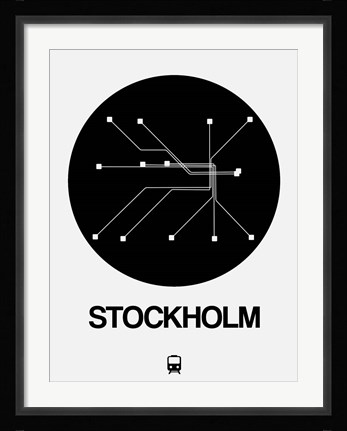 Framed Stockholm Black Subway Map Print
