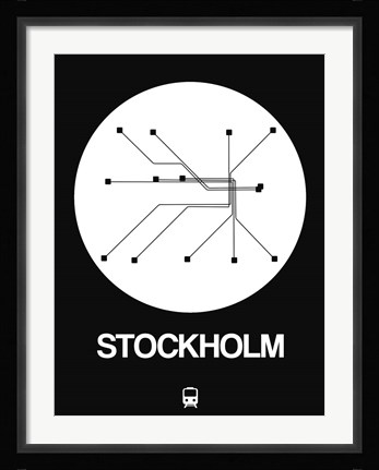 Framed Stockholm White Subway Map Print