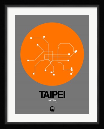 Framed Taipei Orange Subway Map Print