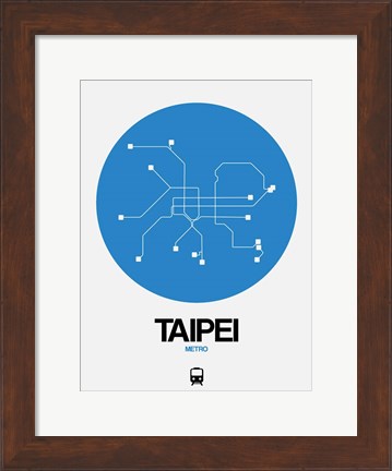 Framed Taipei Blue Subway Map Print