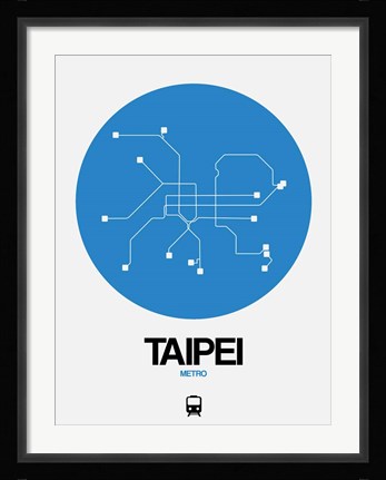 Framed Taipei Blue Subway Map Print