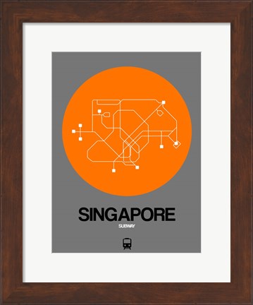 Framed Singapore Orange Subway Map Print