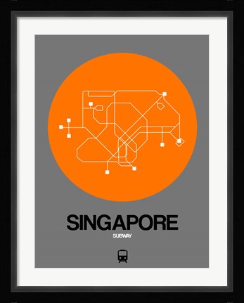Framed Singapore Orange Subway Map Print