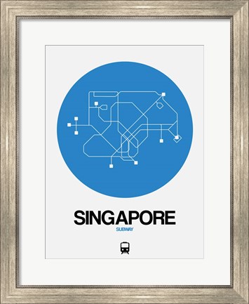 Framed Singapore Blue Subway Map Print