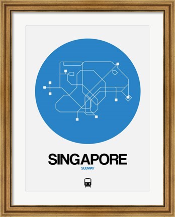 Framed Singapore Blue Subway Map Print