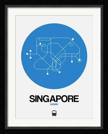 Framed Singapore Blue Subway Map Print