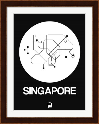 Framed Singapore White Subway Map Print
