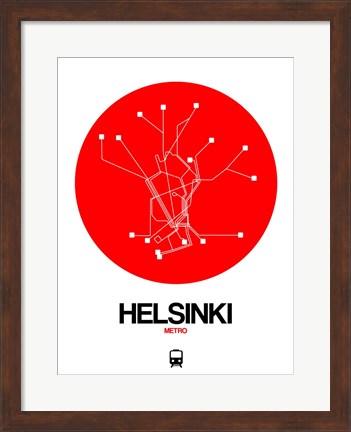 Framed Helsinki Red Subway Map Print