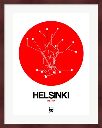Framed Helsinki Red Subway Map Print