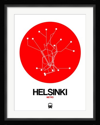 Framed Helsinki Red Subway Map Print