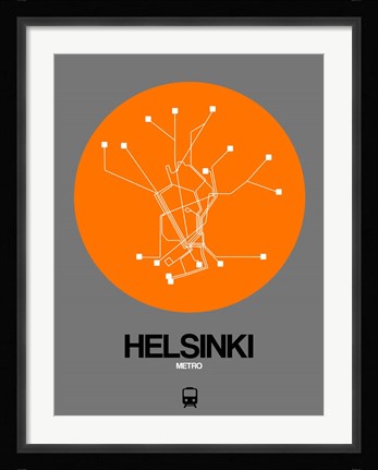 Framed Helsinki Orange Subway Map Print