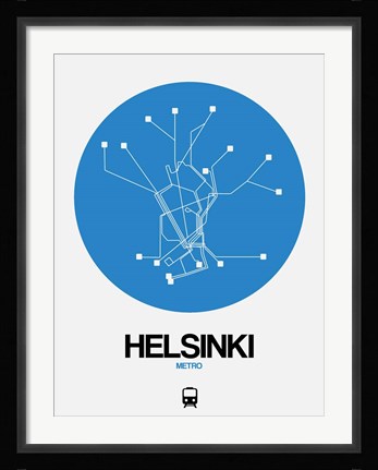 Framed Helsinki Blue Subway Map Print