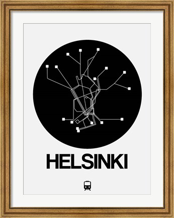 Framed Helsinki Black Subway Map Print