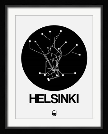 Framed Helsinki Black Subway Map Print