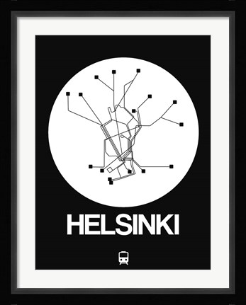 Framed Helsinki White Subway Map Print
