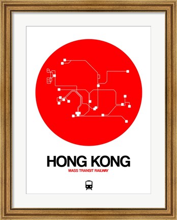 Framed Hong Kong Red Subway Map Print