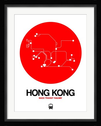 Framed Hong Kong Red Subway Map Print