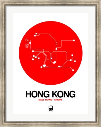 Framed Hong Kong Red Subway Map Print