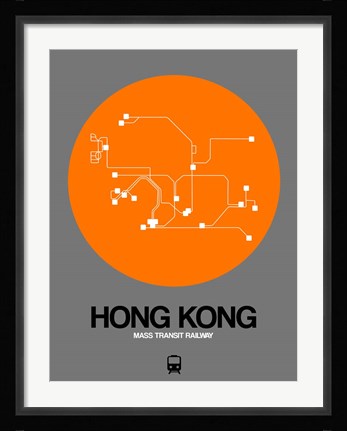 Framed Hong Kong Orange Subway Map Print