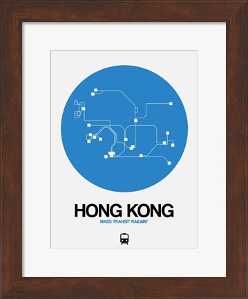 Framed Hong Kong Blue Subway Map Print