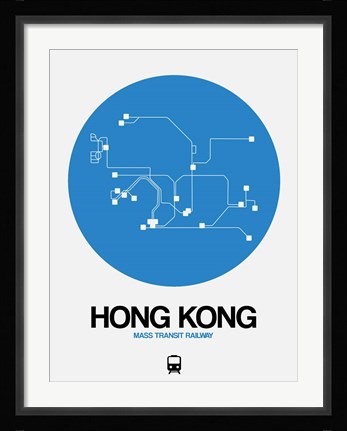 Framed Hong Kong Blue Subway Map Print