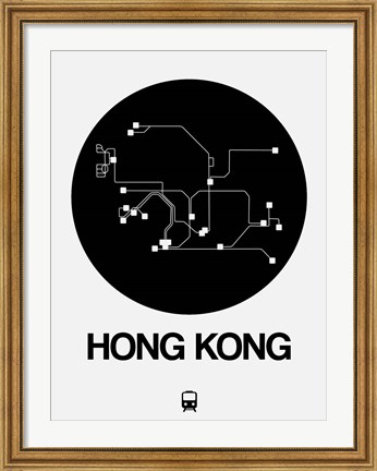Framed Hong Kong Black Subway Map Print