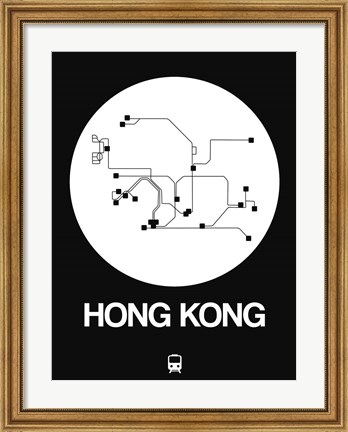 Framed Hong Kong White Subway Map Print